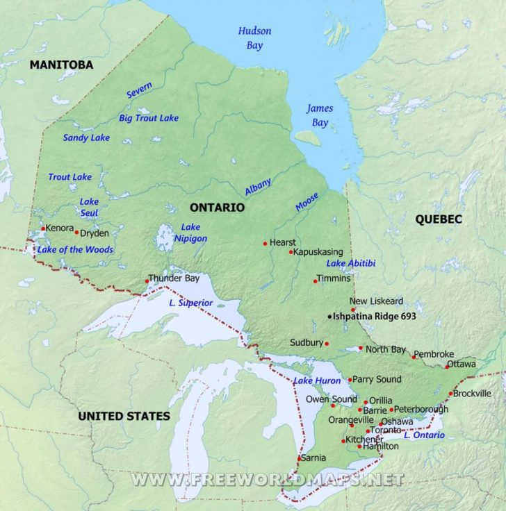 Physical Map Of Ontario - Printable Map Of Ontario | Printable Maps