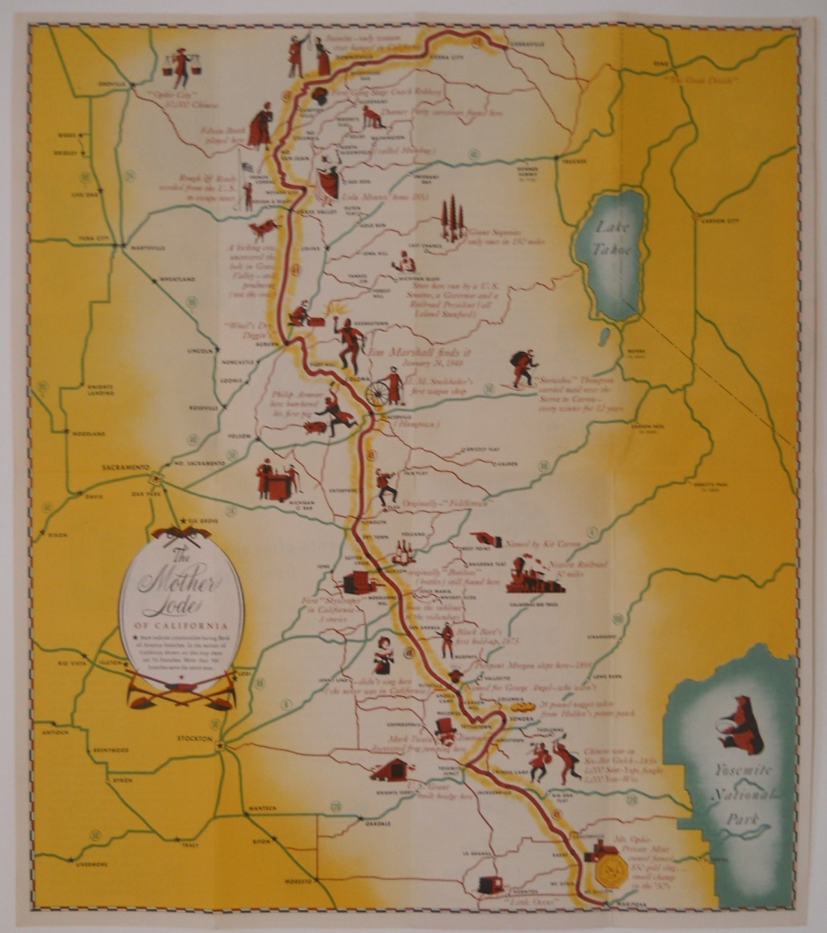 Pictorial Map Of California Gold Rush Region - Philadelphia Print Shop - California Gold Rush Map