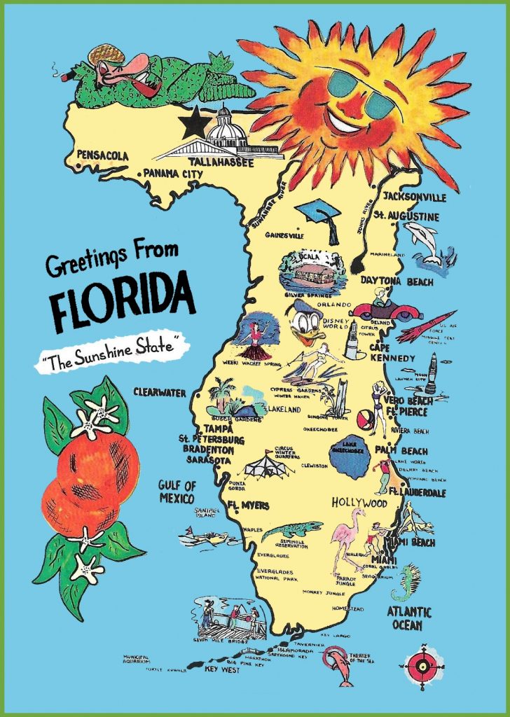 Pictorial Travel Map Of Florida Random 2 Usa State 15 Pictures 