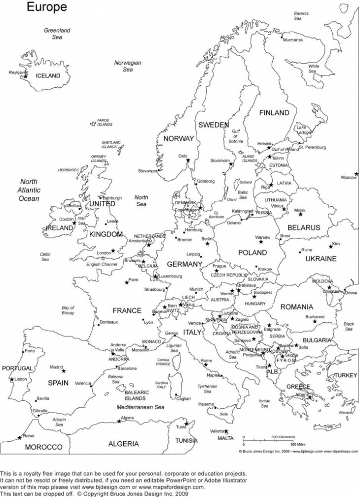 Europe Map With Cities Printable