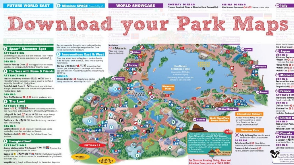 Pindawn E C On Travel - Theme Parks | Disney World Map, Epcot - Printable Disney Maps