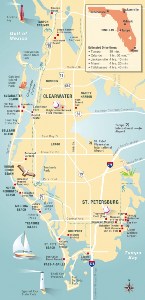 Pinellas County Map Clearwater, St Petersburg, Fl | Florida - Clearwater Beach Florida Map Of Hotels