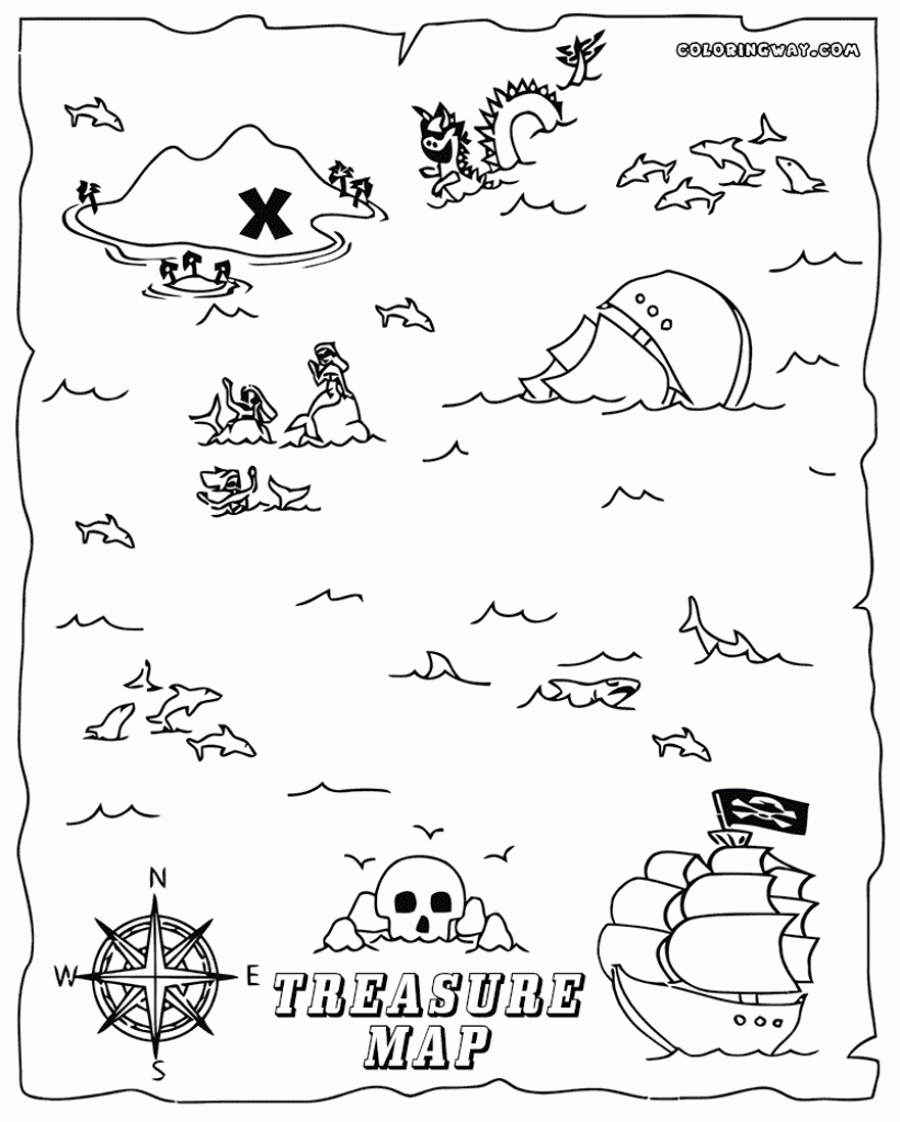 Pirate Map Coloring Pages Printable - Coloring Home - Printable Treasure Map Coloring Page