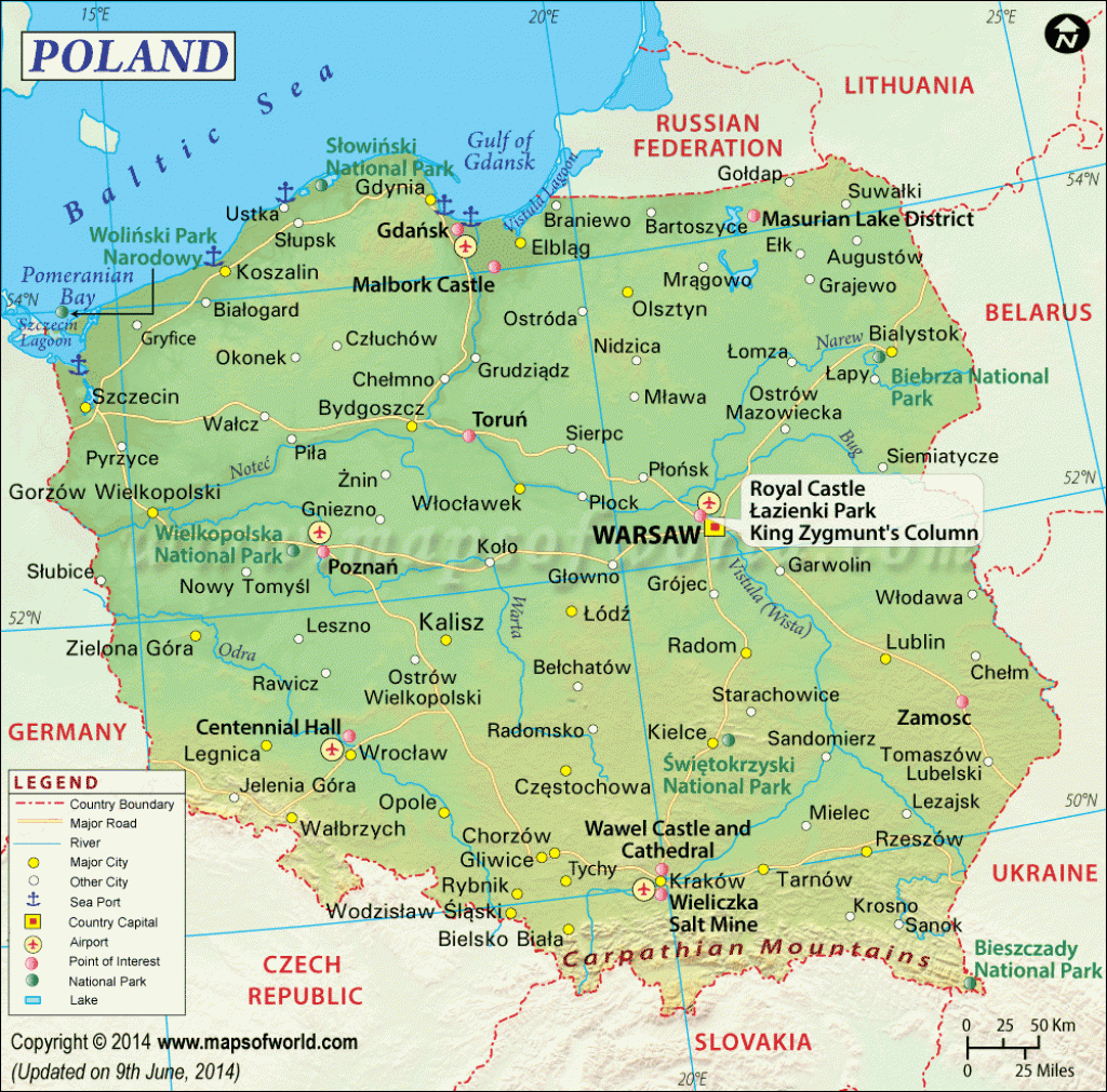 Poland Map - Printable Map Of Poland