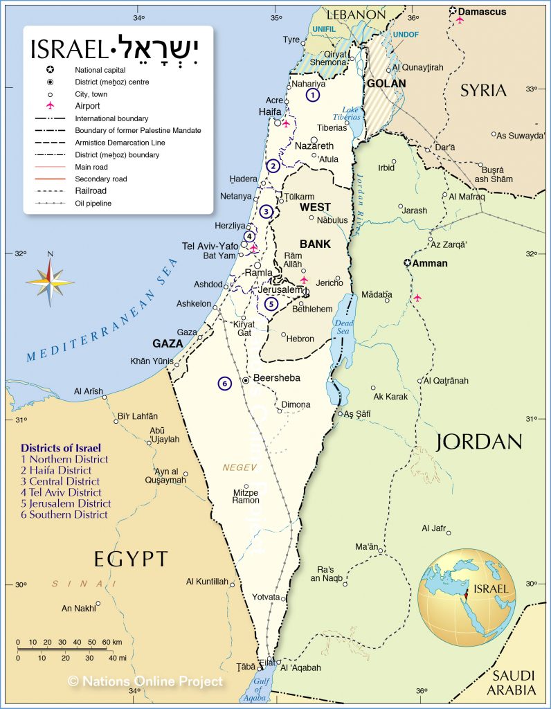 Political Map Of Israel - Nations Online Project - Printable Map Of ...