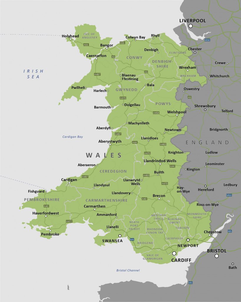 Political Map Of Wales - Royalty Free Editable Vector Map - Maproom ...