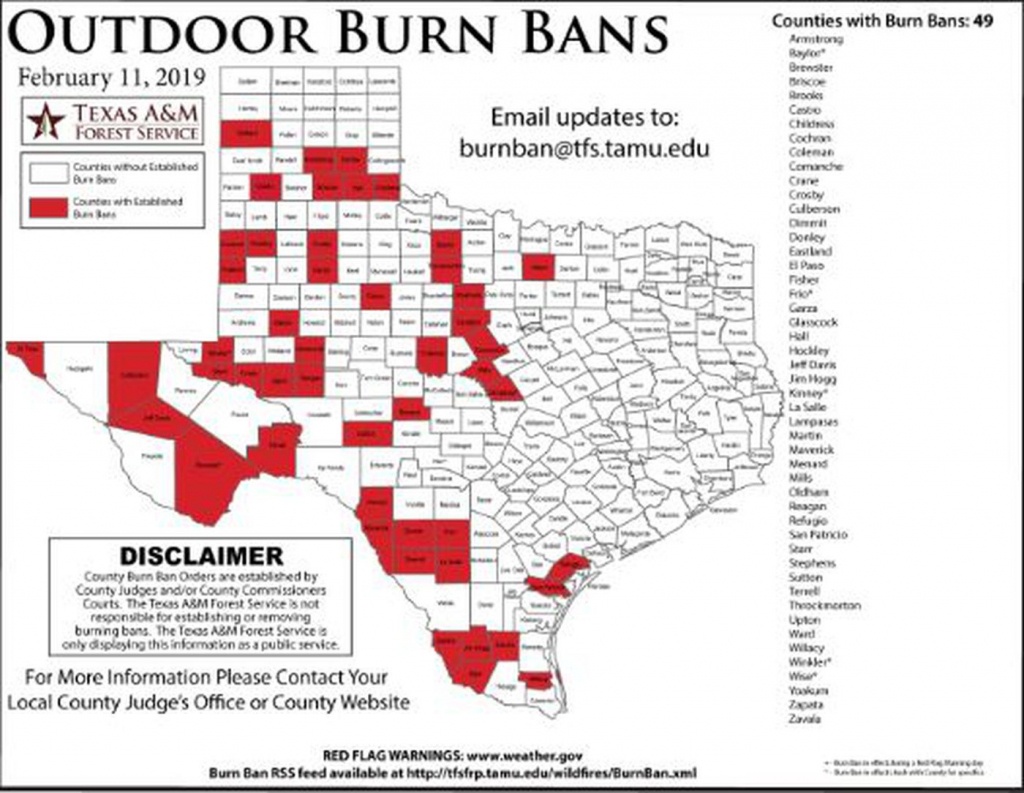 Potter, Hemphill Counties Now Under Burn Ban - Burn Ban Map Of Texas