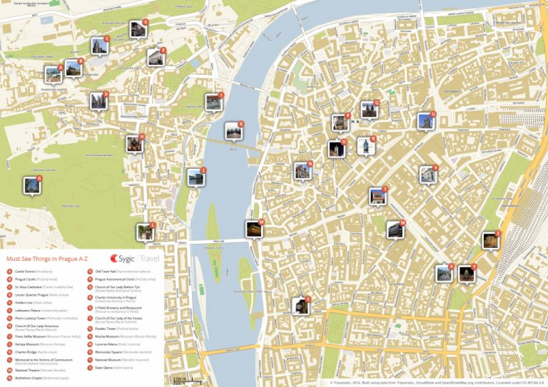 Prague Printable Tourist Map | Sygic Travel - Printable Map Of Prague ...