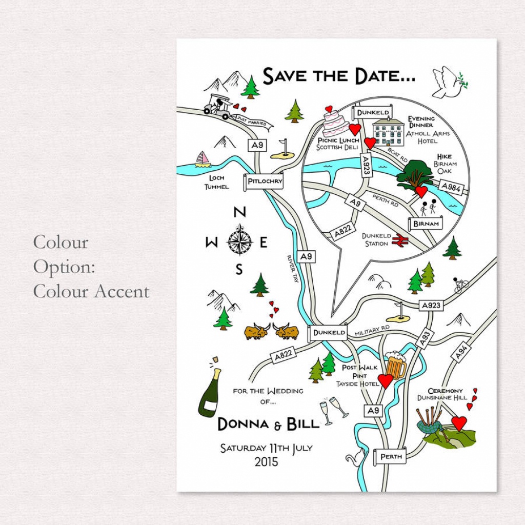 Print Your Own Colour Wedding Or Party Illustrated Mapcute Maps - Free Printable Wedding Maps