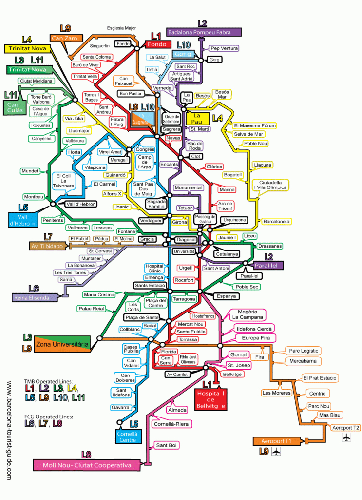 Printable Barcelona Metro Map - Printable Subway Map