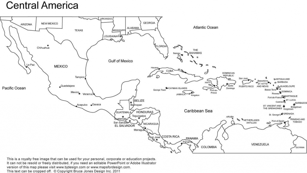 Printable Blank Map Of Central America And The Caribbean With - Free Printable Map Of The Caribbean Islands