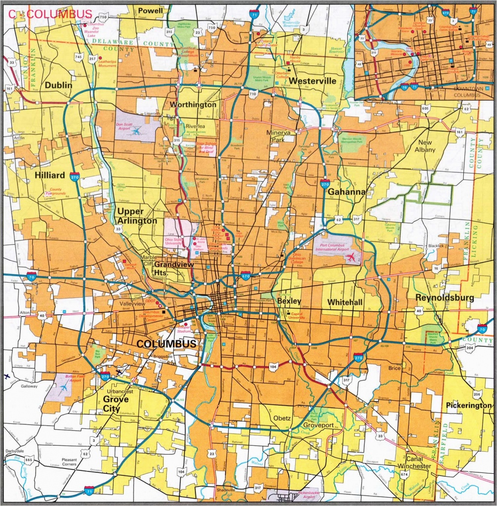 Printable Map Of Columbus Ohio City Map Sites Perry Castaa Eda Map - Printable Map Of Columbus Ohio