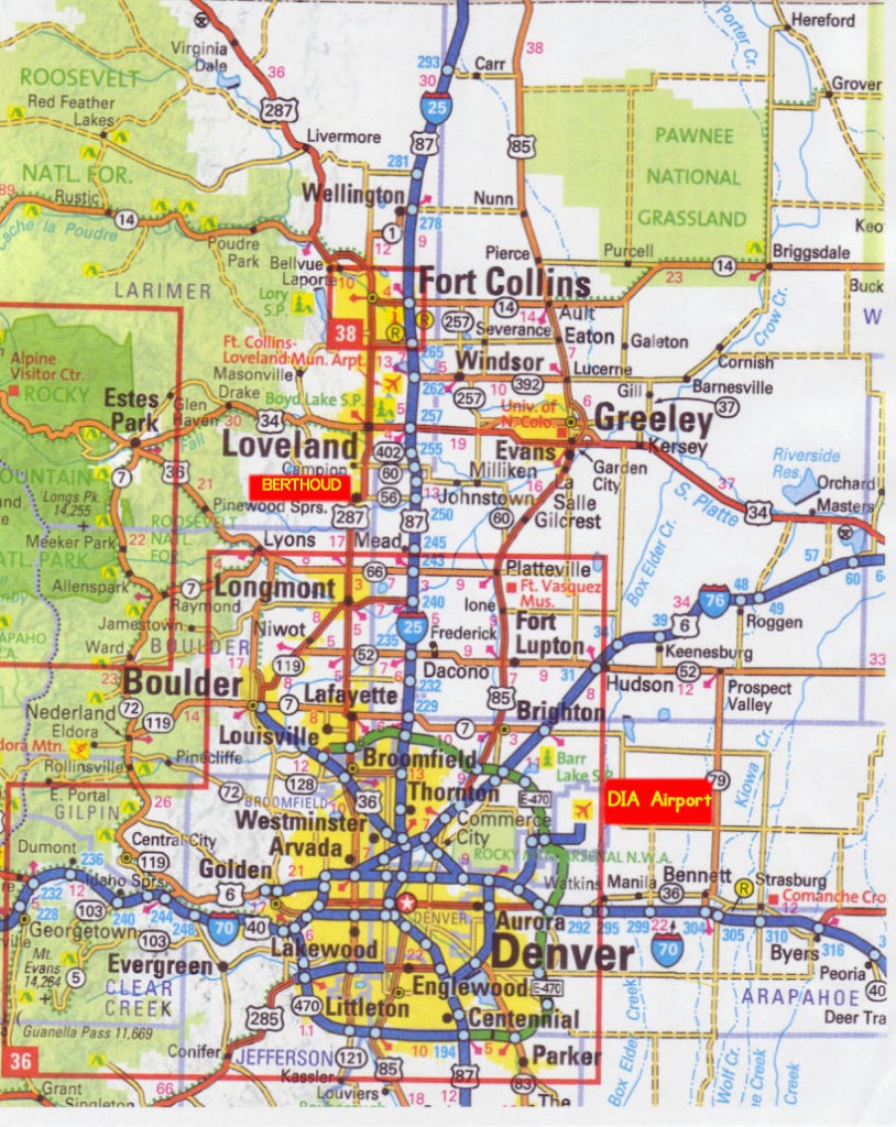 Printable Map Of Denver And Travel Information | Download Free - Printable Map Of Denver
