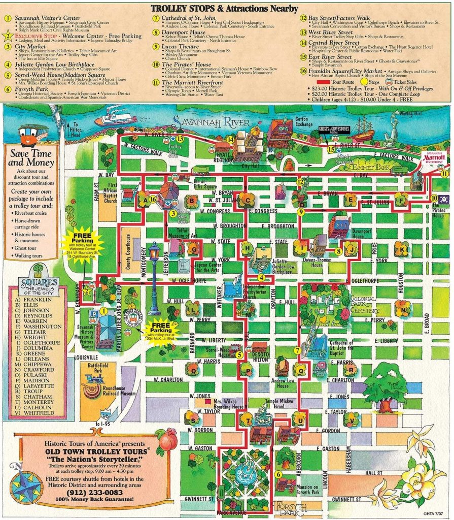 Printable Map Of Historic Savannah | Reasons Why Savannah Is The ...