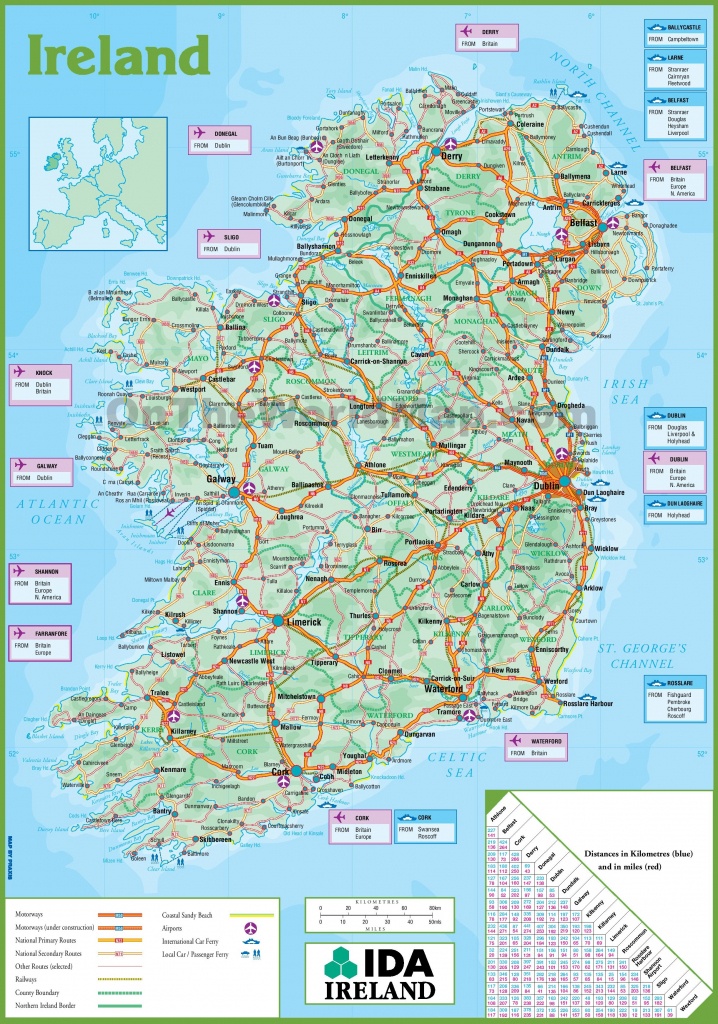Printable Map Of Ireland With Cities And Travel Information - Printable Map Of Ireland Counties And Towns