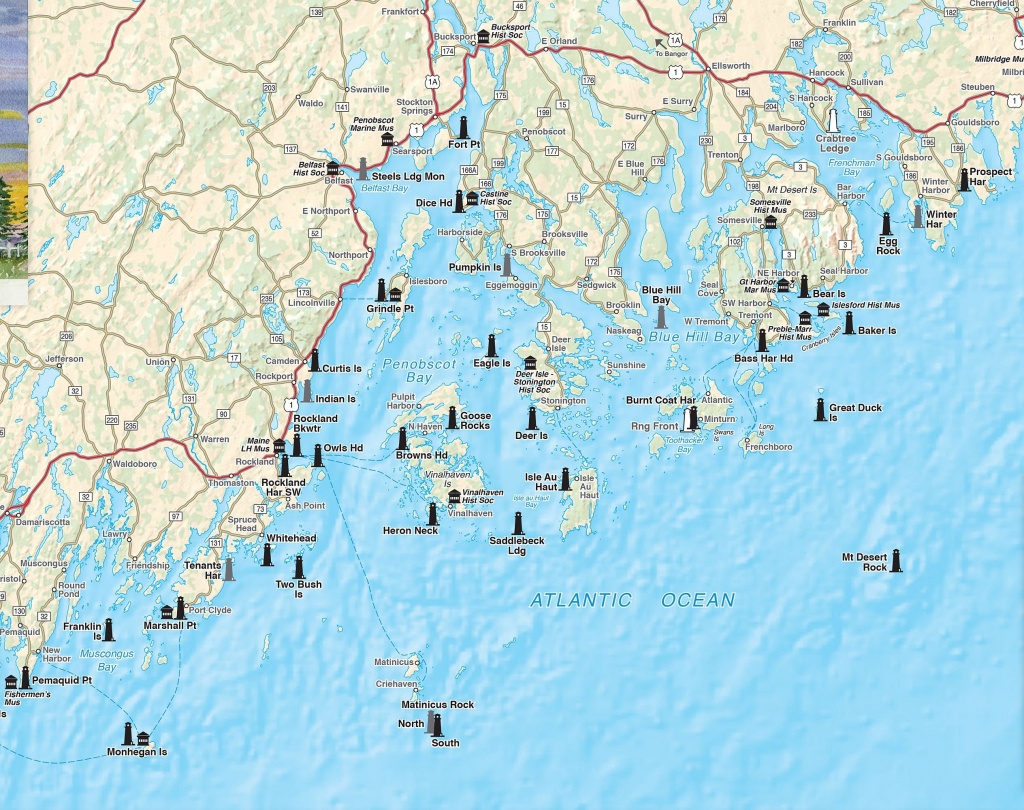 Printable Map Of Maine Lighthouses | Time Zones Map - Printable Map Of Maine Lighthouses