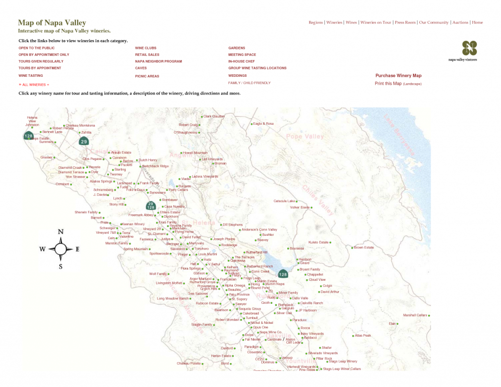 Printable Napa Wine Map | Map Of Napa Valley Interactive Map Of Napa - Napa Winery Map Printable
