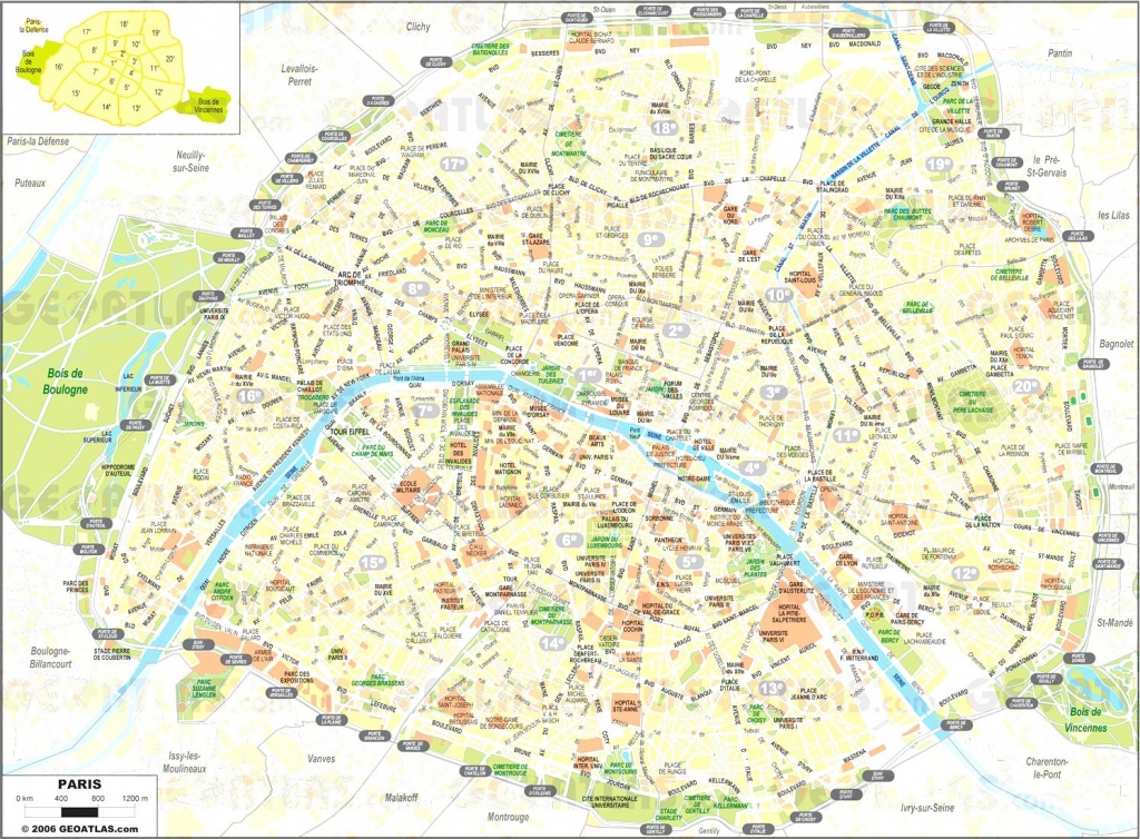 Printable Paris Street Map - Capitalsource - Printable Map Of Paris