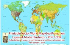 Printable Pdf Vector World Map Colored Political Updated 2017 Editable - World Map With Cities Printable