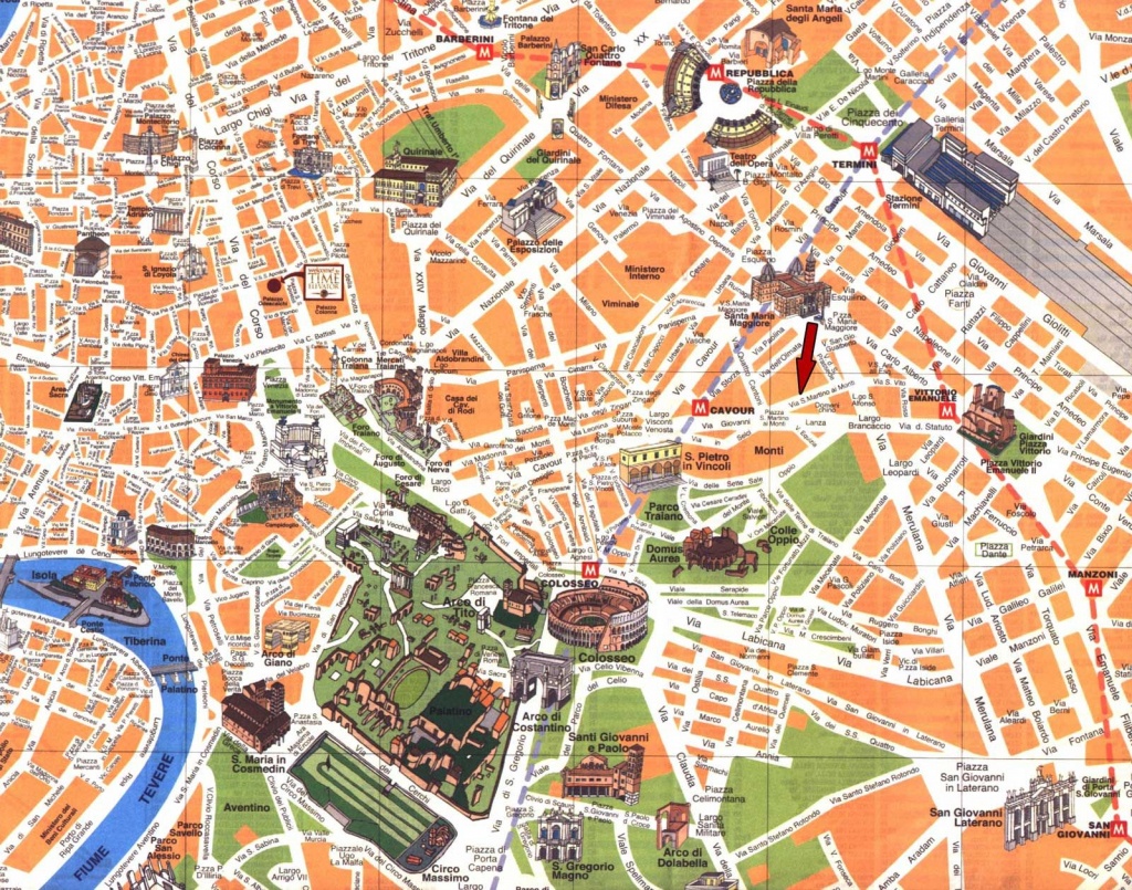 Printable Road Map Of Rome | Detailed Travel Map Of Rome City Center - Central Rome Map Printable