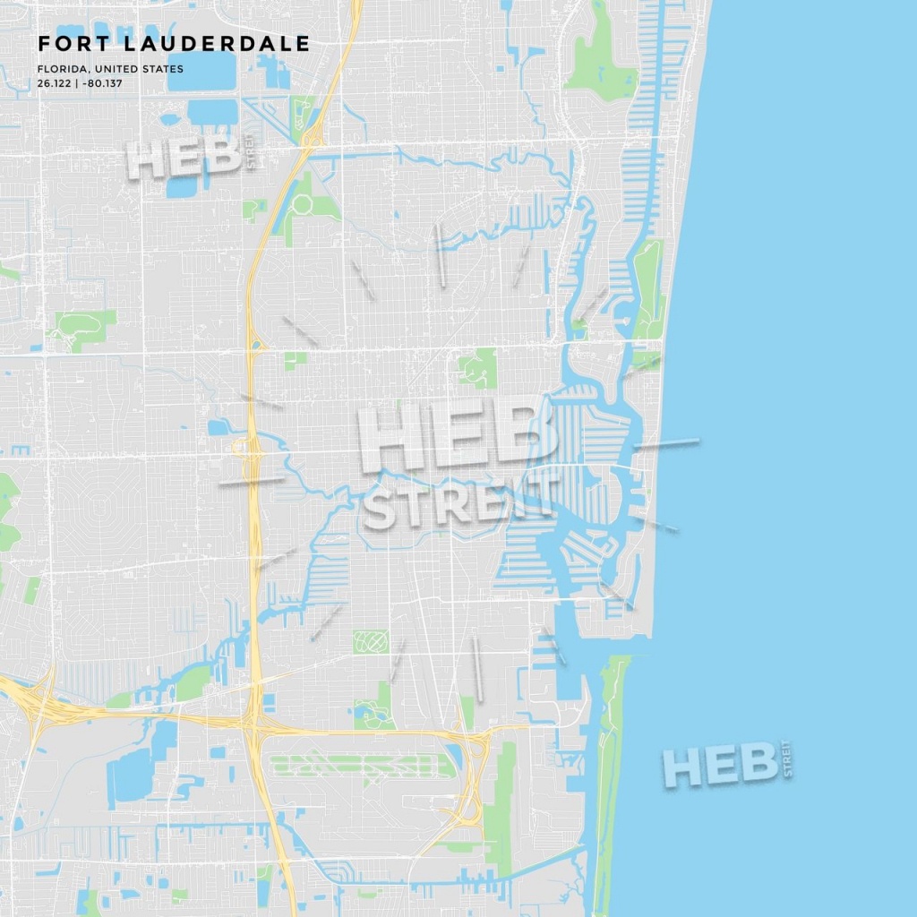 Printable Street Map Of Fort Lauderdale, Florida | Maps Vector - Street Map Of Fort Lauderdale Florida