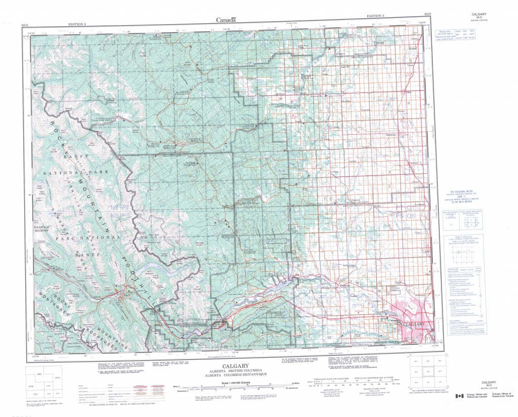 Printable Topographic Map Of Calgary 082O, Ab - Free Printable Map Of ...