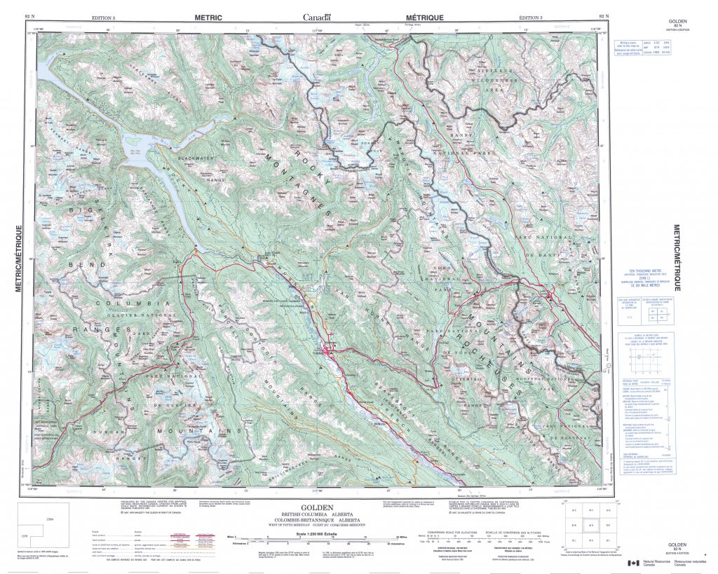 Printable Topographic Map Of Golden 082N, Ab - Printable Topo Maps