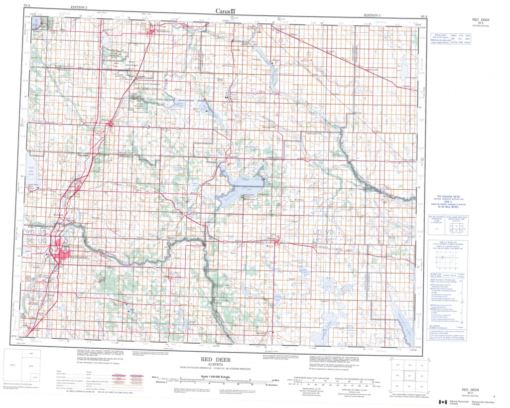 Printable Topographic Map Of Red Deer 083A, Ab - Printable Red Deer Map