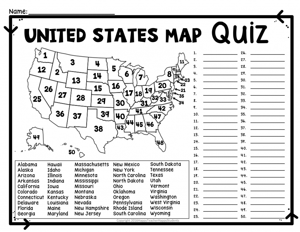 Printable Us State Map Blank Blank Us Map Quiz Printable At Fill In - Blank Us Map With Capitals Printable