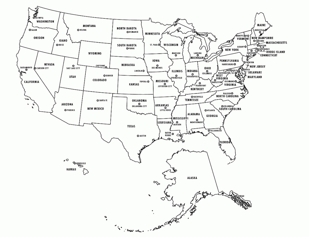 Printable Usa States Capitals Map Names | States | States, Capitals - Blank States And Capitals Map Printable