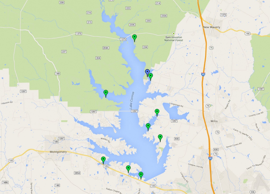Public Boat Ramps On Lake Conroe - San Jacinto River Authority - Map Of Lake Conroe Texas