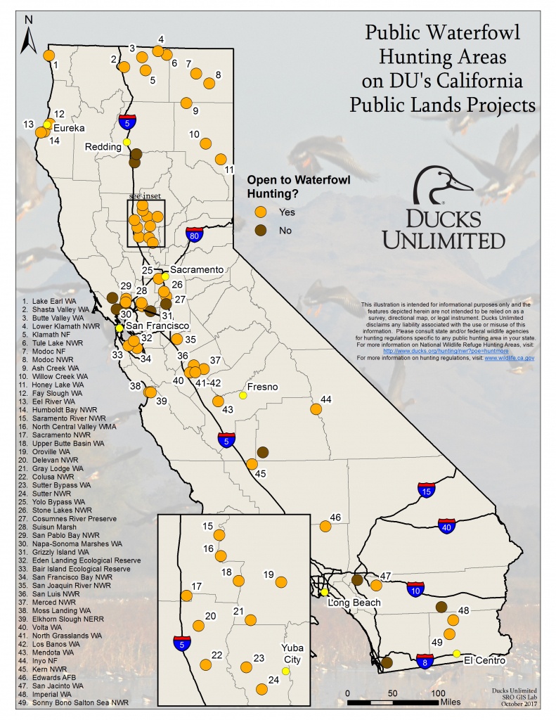 Public Waterfowl Hunting Areas On Du Public Lands Projects - Map Of Hunting Zones In California