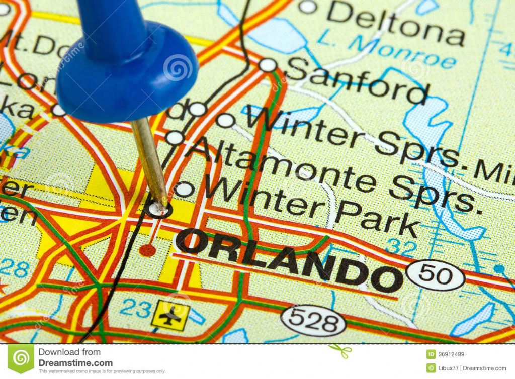 Pushpin In Orlando Florida Map Stock Image - Image Of Florida, Push - Orlando Florida Map
