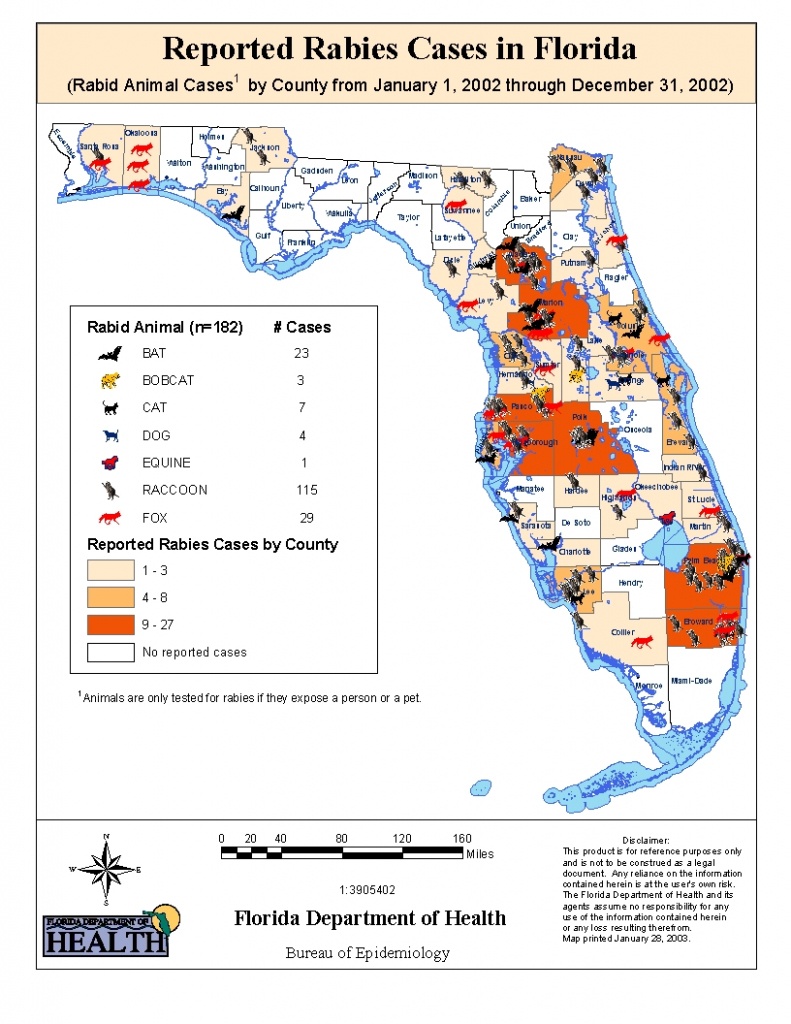Rabies Surveillance Data And Maps | Florida Department Of Health - Flu Map Florida