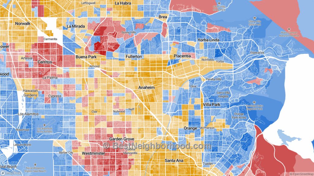 Race Map For Anaheim, Ca And Racial Diversity Data - Map Showing ...