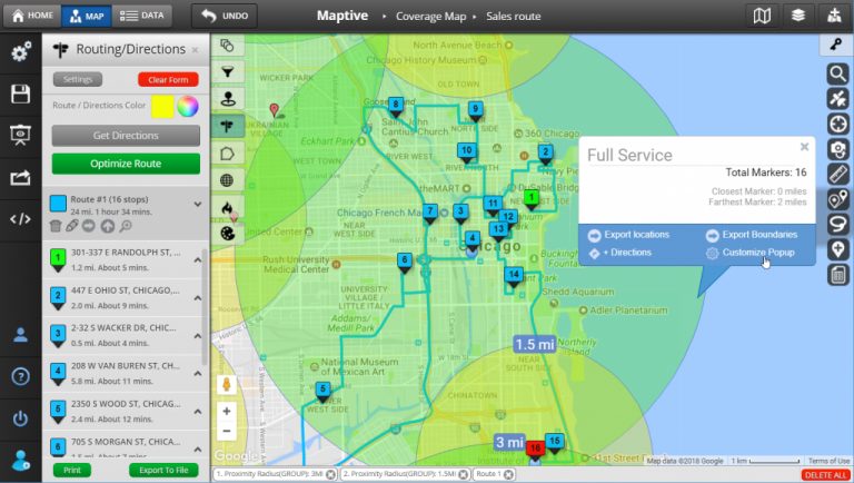 Radius Map And Proximity Tool - Maptive - Printable Radius Map  Printable Maps