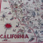 Rare 1940S Vintage California State Map Tablecloth, California   Vintage California Map Tablecloth