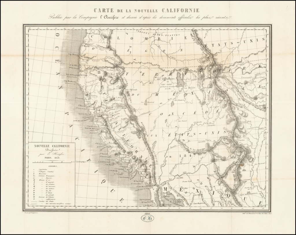 Rare California Gold Rush Map) Carte De La Nouvelle Californie - Gold In California Map