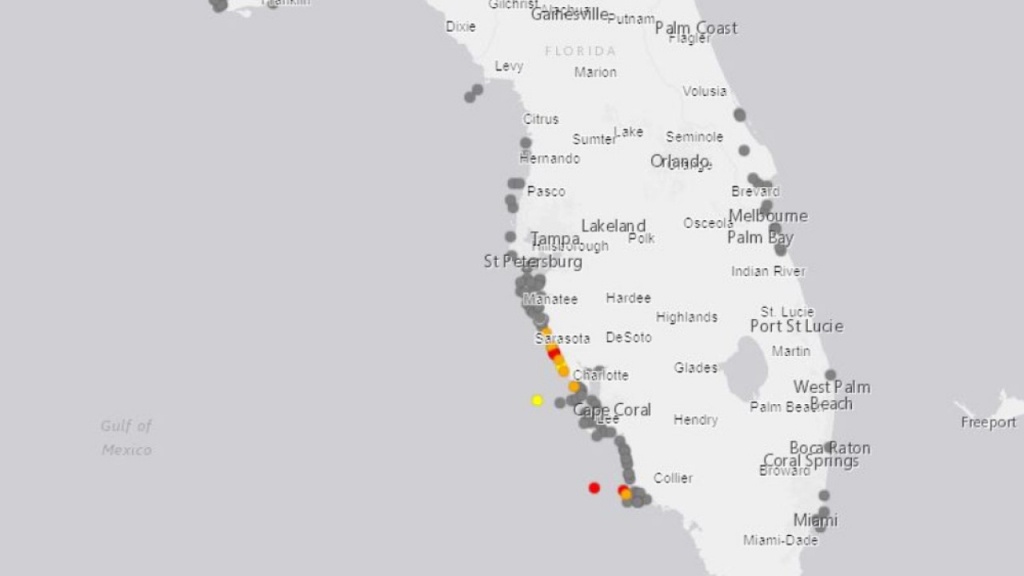 Red Tide Present On Sarasota County Beaches - Show Sarasota Florida On A Map