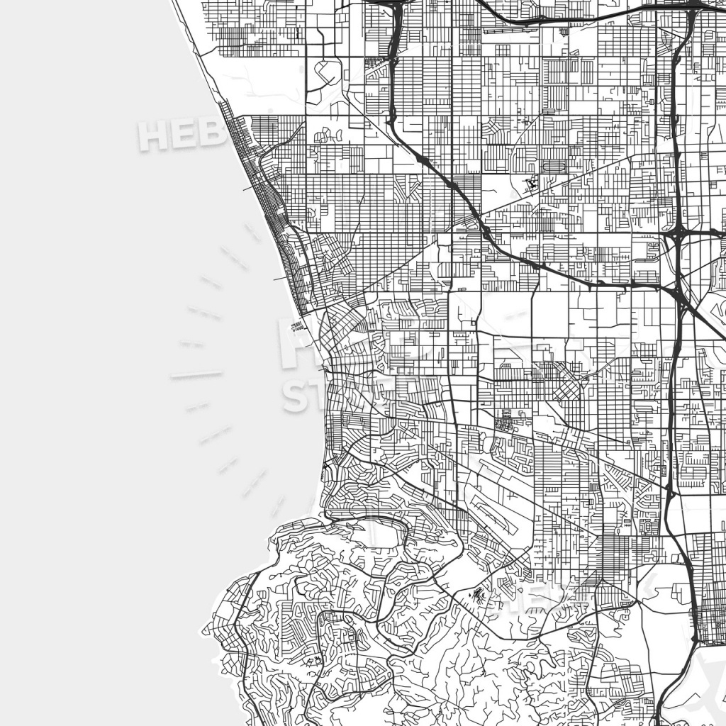 Redondo Beach, California - Area Map - Light | Hebstreits Sketches - Redondo Beach California Map