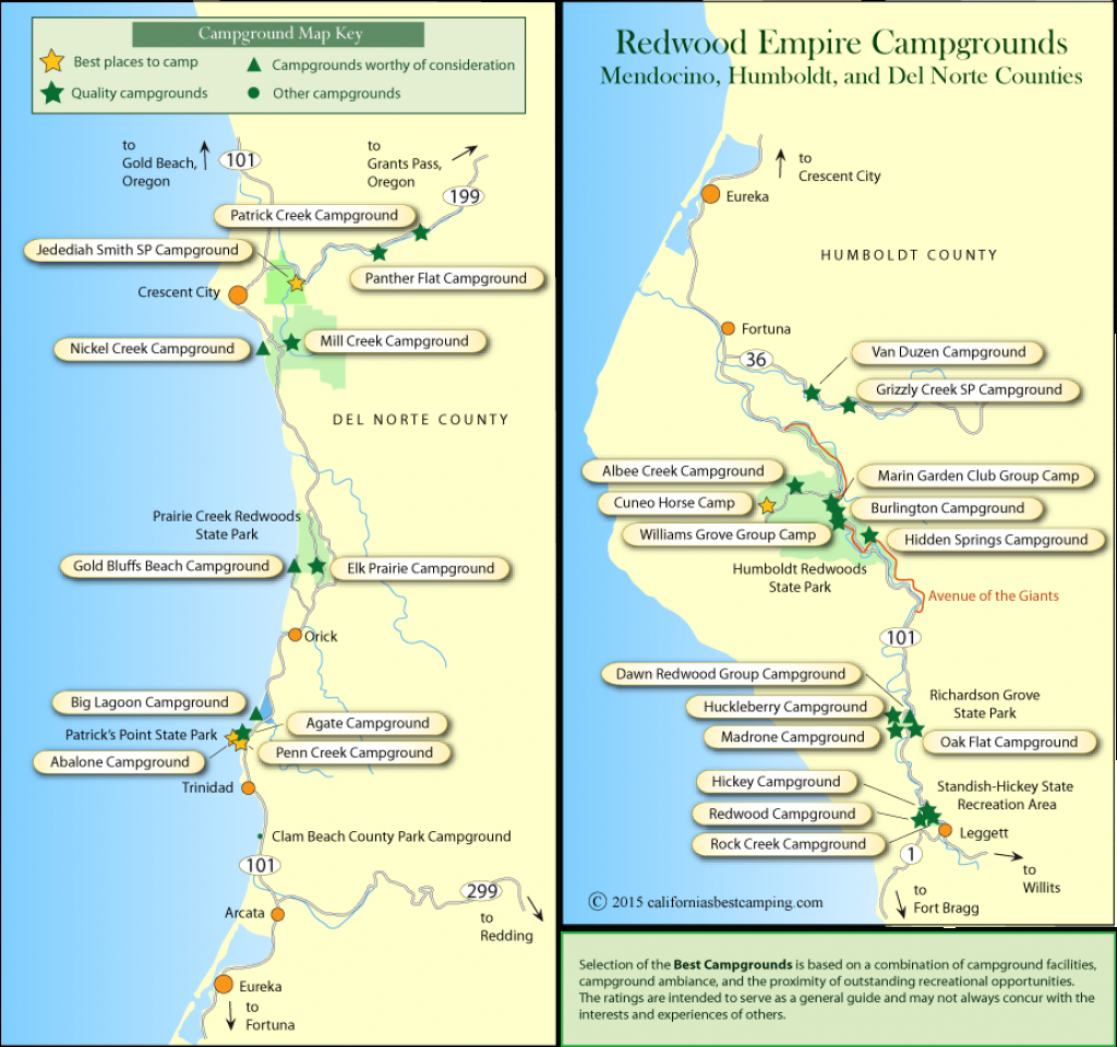 Redwood Empire Campground Maps - Camping Central California Coast Map