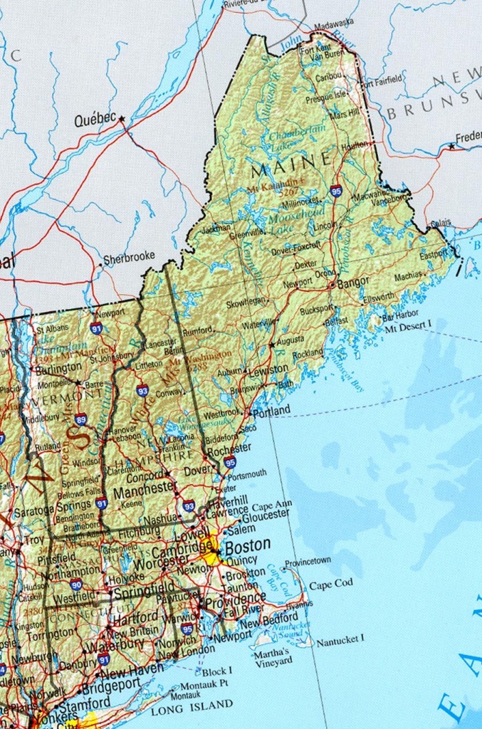 Reference Map Of New England State, Ma Physical Map | Crafts - Printable Map Of New England