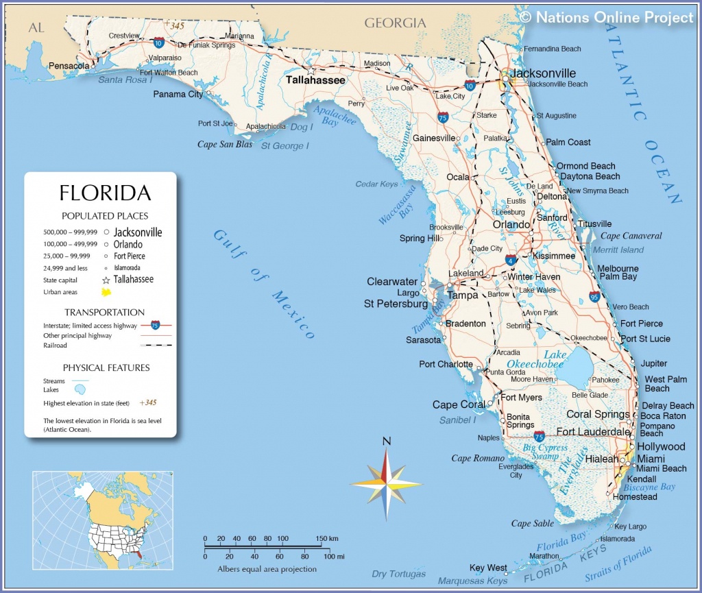 Reference Maps Of Florida, Usa - Nations Online Project - Florida Atlantic Coast Map