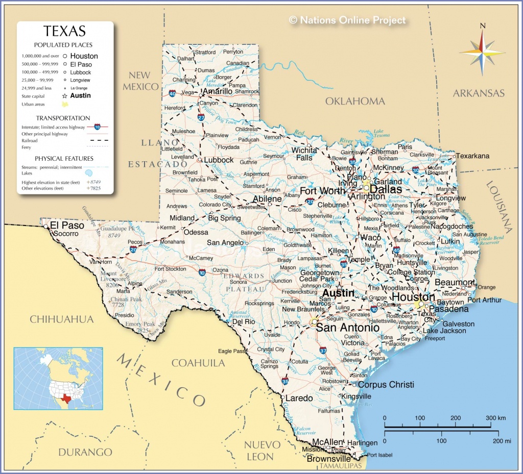 Reference Maps Of Texas, Usa - Nations Online Project - Colorado City Texas Map
