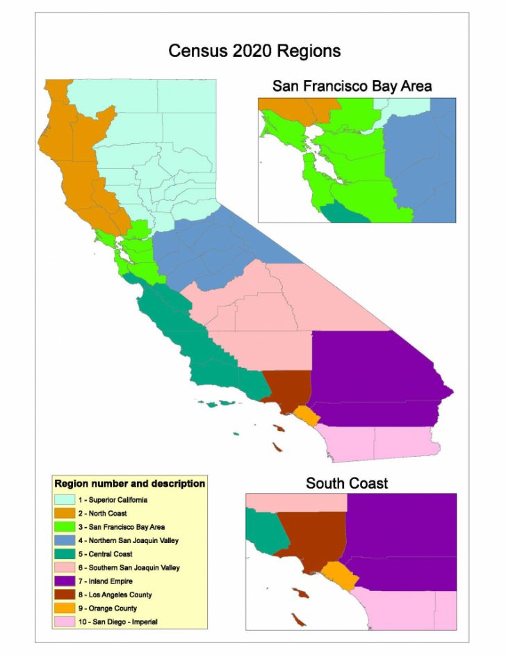Regions Ca Census California Demographics Map Printable Maps