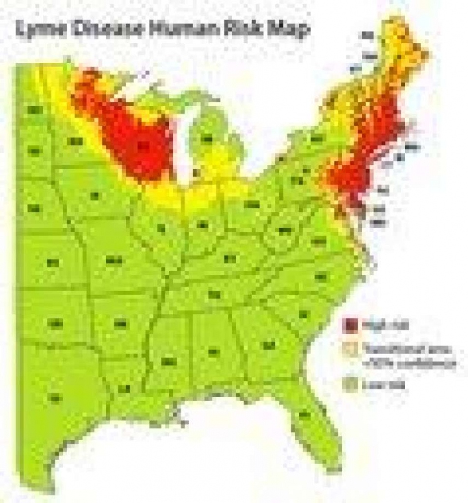 Researchers Compile Lyme Disease Risk Map, According To American - Lyme Disease In Florida Map