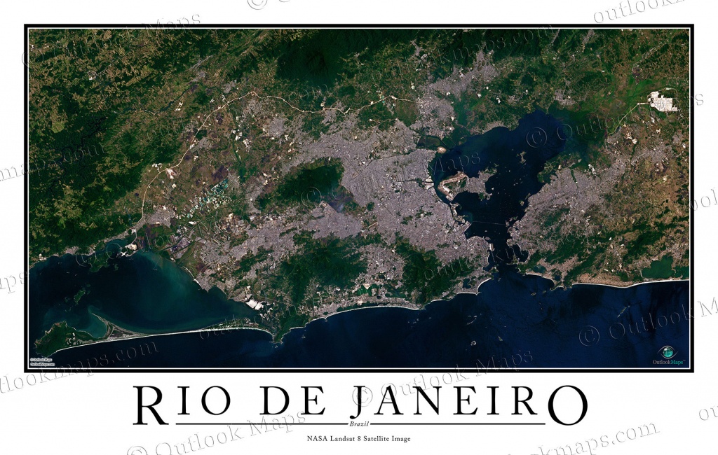 Rio De Janeiro, Brazil Satellite Map Print | Aerial Image Poster - Printable Map Of Rio De Janeiro