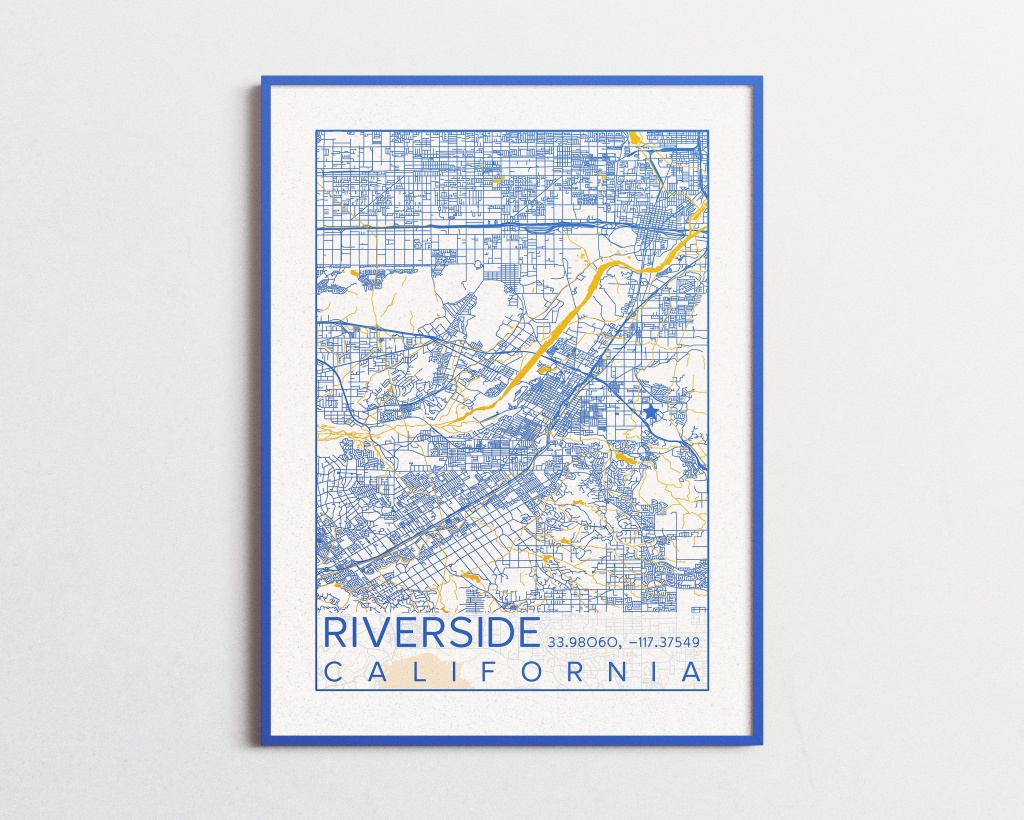 Riverside California Map Uc Riverside Poster Print City Map - Printable Map Of Riverside Ca