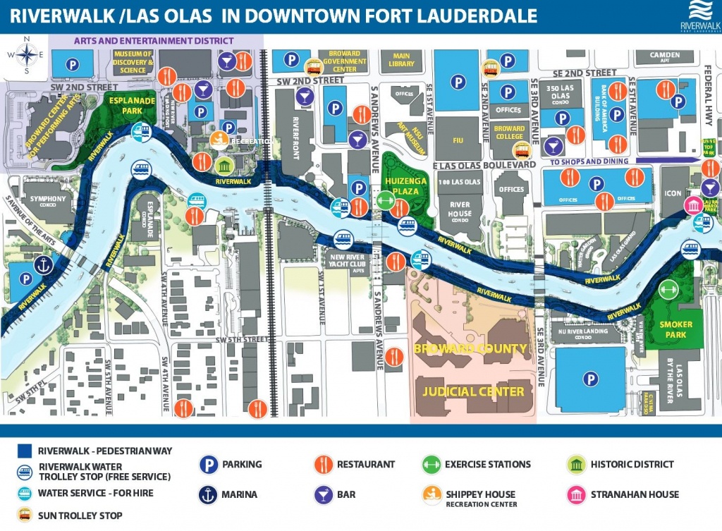 Riverwalk/las Olas In Downtown Fort Lauderdale | Dream Usa Floride - Street Map Of Fort Lauderdale Florida