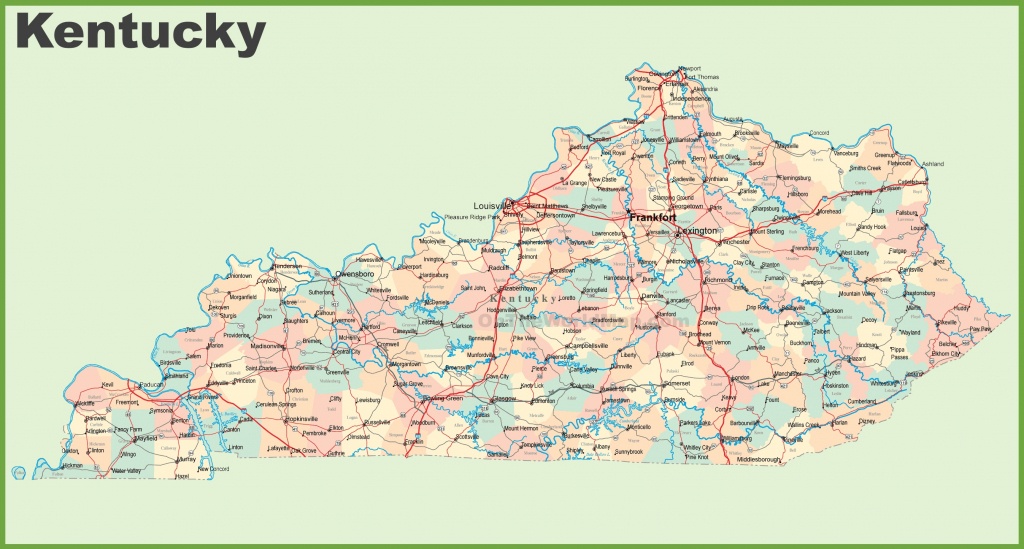 Road Map Of Kentucky With Cities - Printable Map Of Kentucky Counties